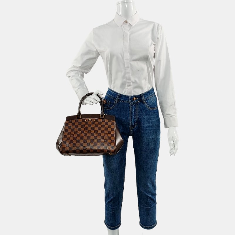 LOUIS VUITTON RIVOLI棕色塗層帆布棋盤格手提包金色五金-1