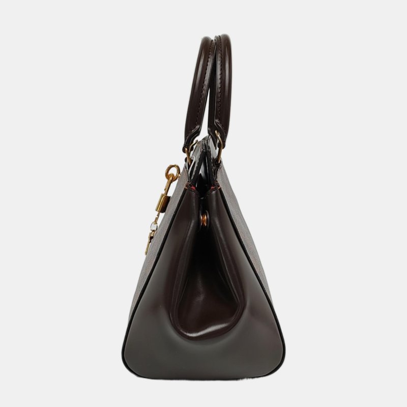 LOUIS VUITTON RIVOLI棕色塗層帆布棋盤格手提包金色五金-2