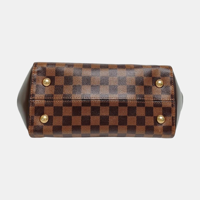 LOUIS VUITTON RIVOLI棕色塗層帆布棋盤格手提包金色五金-5