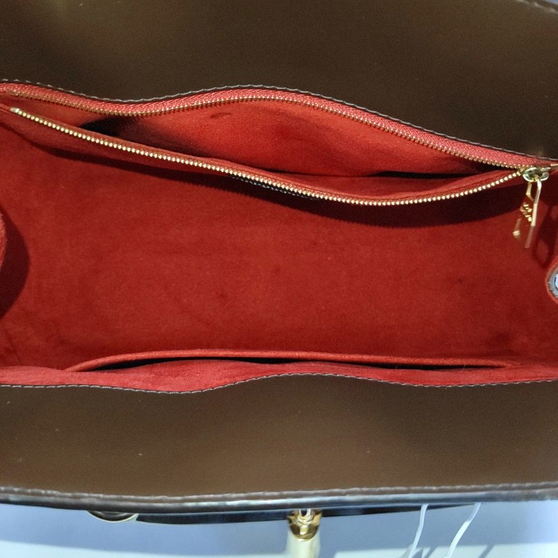 LOUIS VUITTON RIVOLI棕色塗層帆布棋盤格手提包金色五金-6