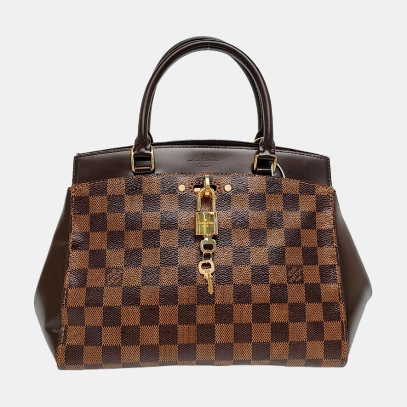 LOUIS VUITTON RIVOLI棕色塗層帆布棋盤格手提包金色五金-7