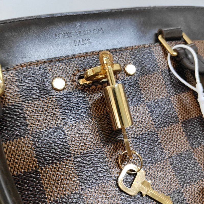 LOUIS VUITTON RIVOLI棕色塗層帆布棋盤格手提包金色五金-8
