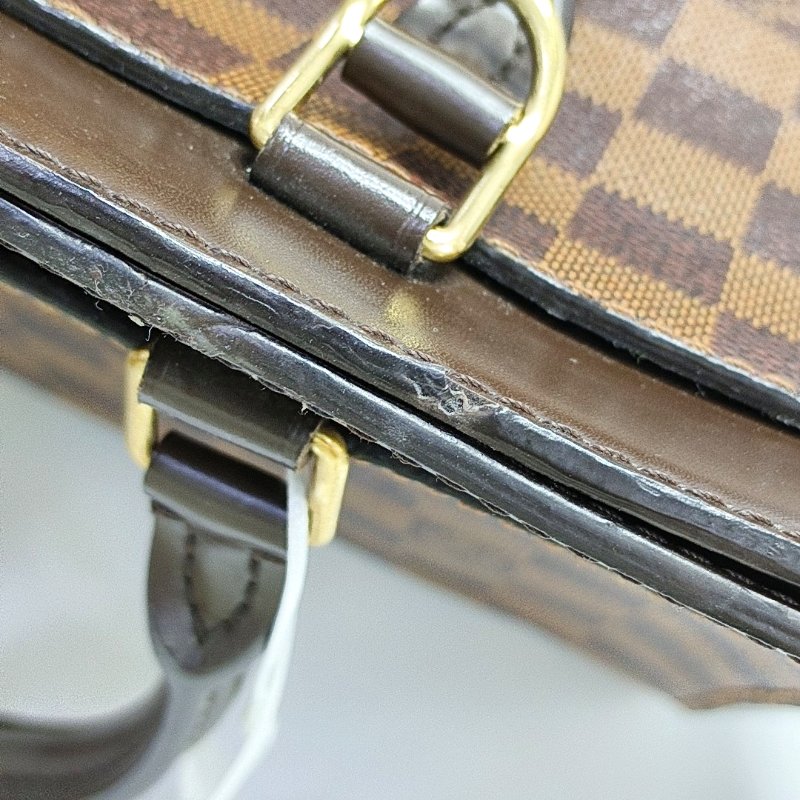 LOUIS VUITTON RIVOLI棕色塗層帆布棋盤格手提包金色五金-14