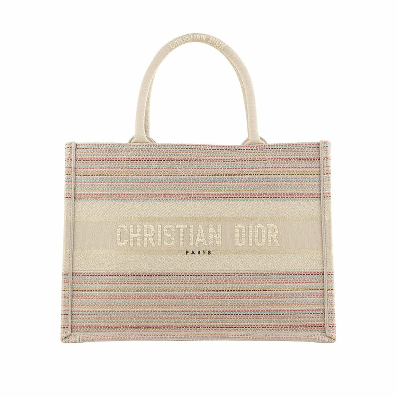 【包稅】DIOR 金色刺繡七色條紋中型書包-0