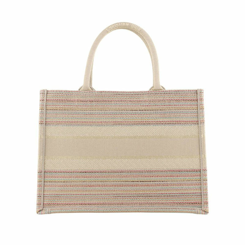 【包稅】DIOR 金色刺繡七色條紋中型書包-2