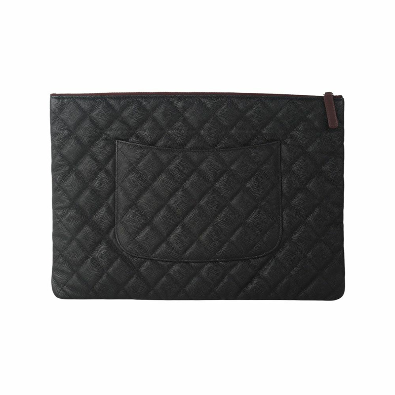 【包稅】CHANEL 魚子醬經典口袋手拿包 銀色 大號(新款全像圖)-1