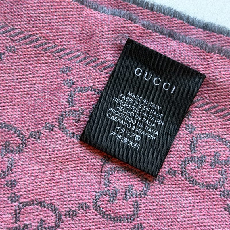 914intheair精品代購『二手閒置』古馳Gucci提花GG logo粉灰色雙面圍巾-20