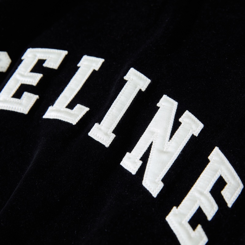 ❤️CELINE 短款 Logo 絲絨材質 連帽衫-5