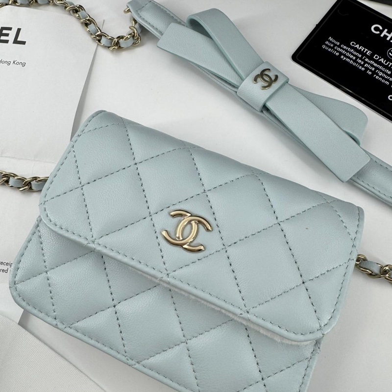 Chanel (21) Lambskin Quilted Light Blue Small Leather Butterfly-1