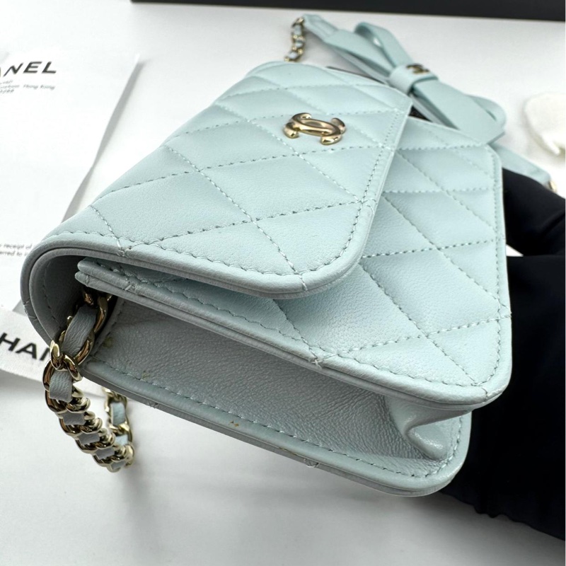 Chanel (21) Lambskin Quilted Light Blue Small Leather Butterfly-4