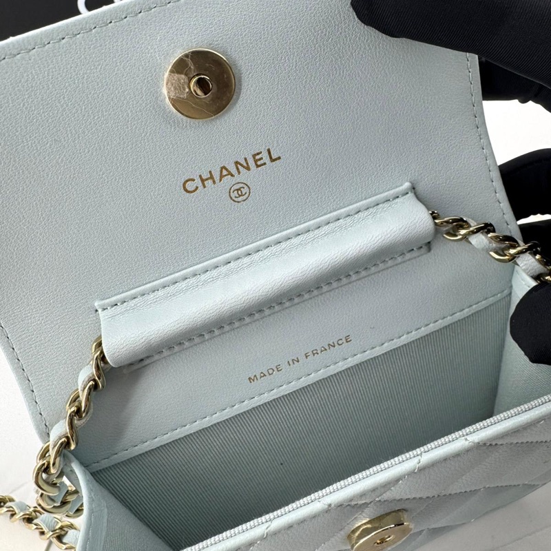 Chanel (21) Lambskin Quilted Light Blue Small Leather Butterfly-9