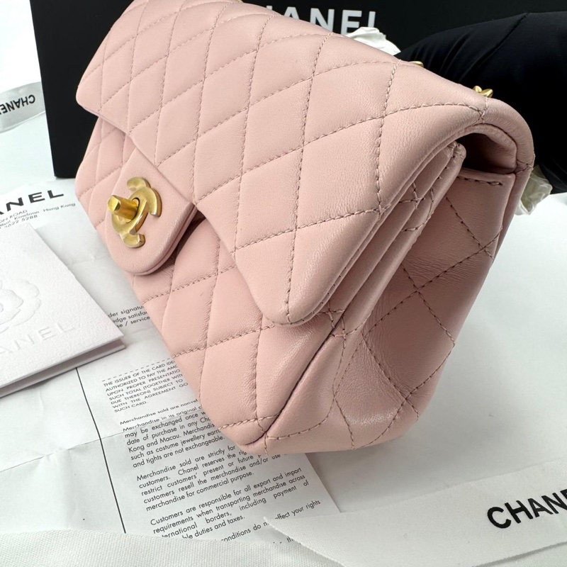 Chanel 23s Lambskin Quilted Camellia Crush Mini Pink Flap Bag with Gold Hardware-2