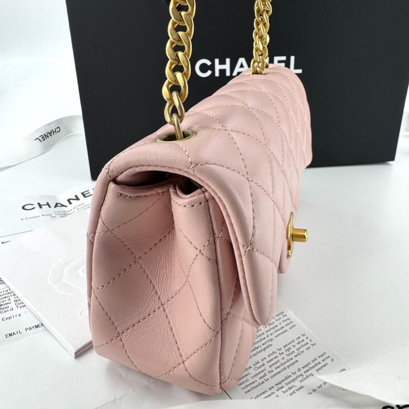 Chanel 23s Lambskin Quilted Camellia Crush Mini Pink Flap Bag with Gold Hardware-3
