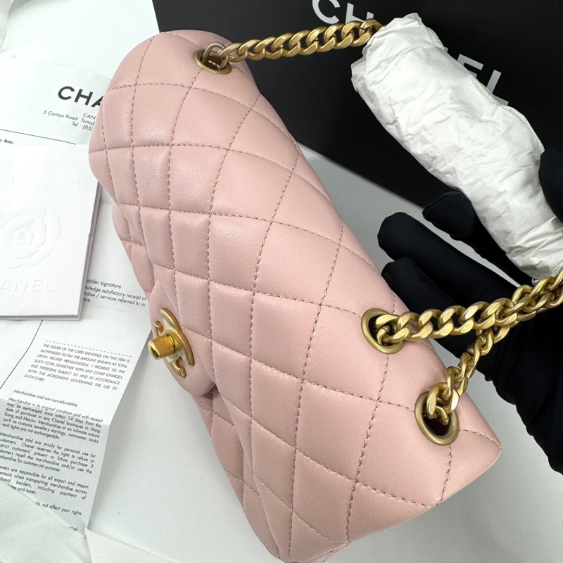 Chanel 23s Lambskin Quilted Camellia Crush Mini Pink Flap Bag with Gold Hardware-4