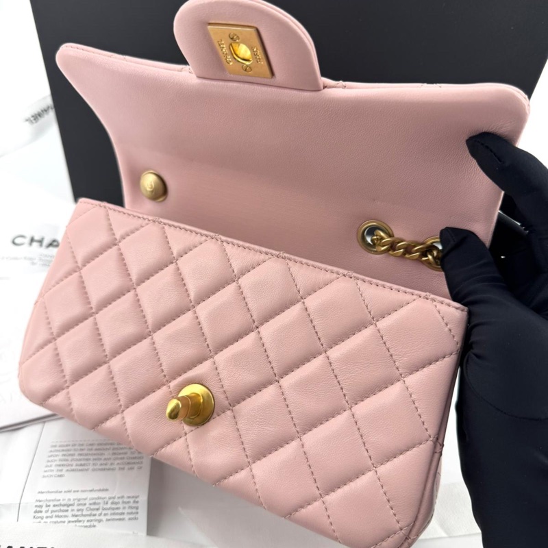 Chanel 23s Lambskin Quilted Camellia Crush Mini Pink Flap Bag with Gold Hardware-6