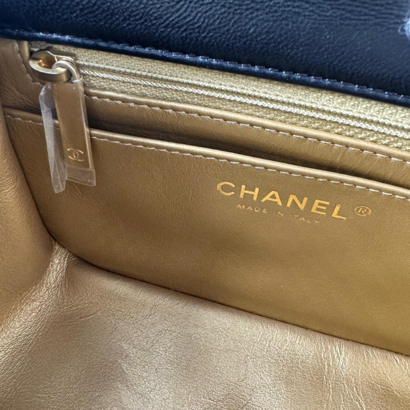 Chanel 2021 Lambskin Quilted Black Gold Ball Mini 17 Flap Bag-10