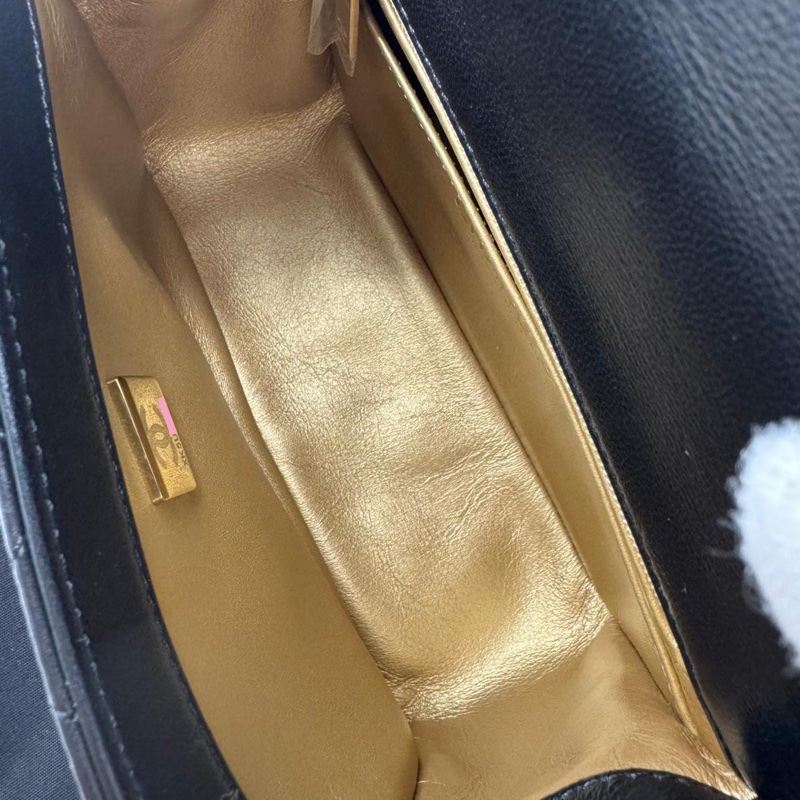 Chanel 2021 Lambskin Quilted Black Gold Ball Mini 17 Flap Bag-14