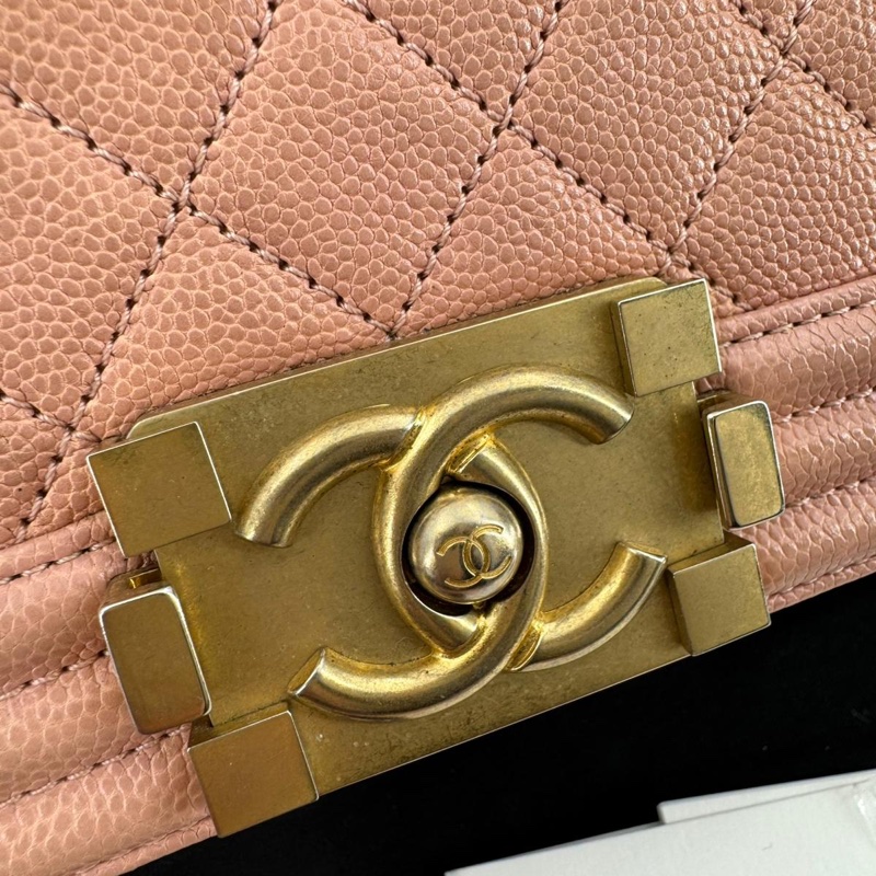 Chanel 2018 Caviar Leather Light Pink Small Boy Bag with Gold Hardware-13