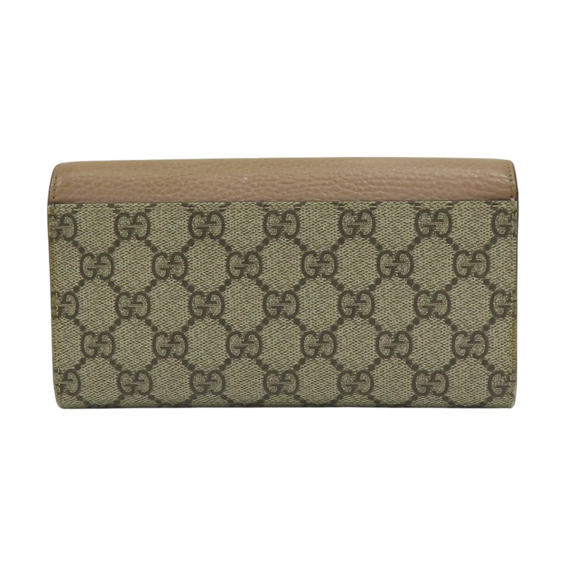 棕色 牛皮 帆布 Petite Marmont 金扣 扣式長夾 456116【GUCCI 古馳】 456116-1