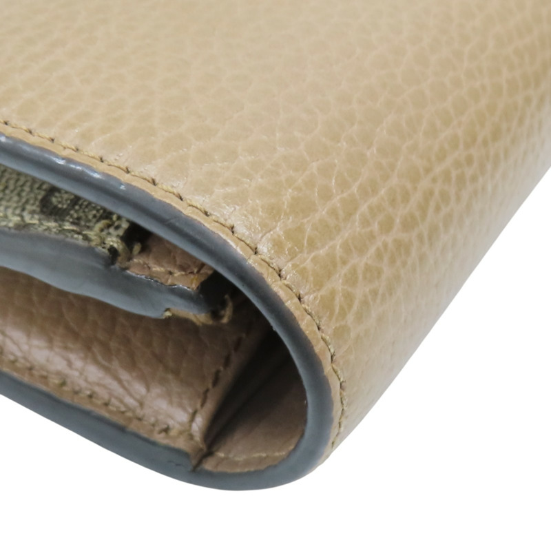 棕色 牛皮 帆布 Petite Marmont 金扣 扣式長夾 456116【GUCCI 古馳】 456116-10