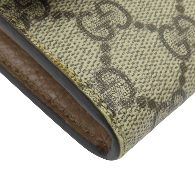 棕色 牛皮 帆布 Petite Marmont 金扣 扣式長夾 456116【GUCCI 古馳】 456116-11