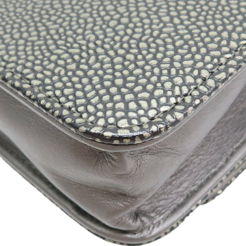 銀色 荔枝紋牛皮 Timeless CC WOC 鏈帶肩背包 (無卡)【CHANEL 香奈兒】 A48654-11