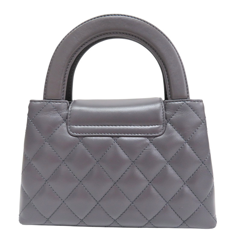 銀灰色 牛皮 Kelly Mini 鏈帶肩背包 金釦【CHANEL 香奈兒】 AS4416-1