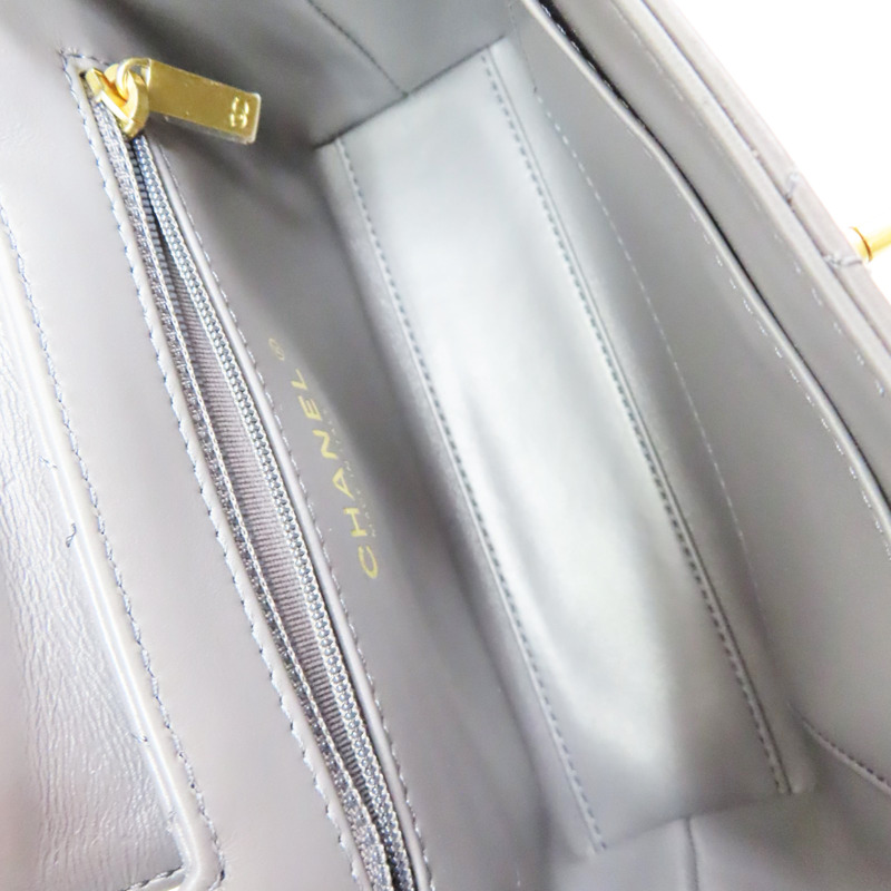 銀灰色 牛皮 Kelly Mini 鏈帶肩背包 金釦【CHANEL 香奈兒】 AS4416-4