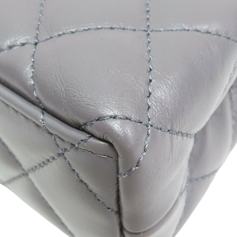 銀灰色 牛皮 Kelly Mini 鏈帶肩背包 金釦【CHANEL 香奈兒】 AS4416-9