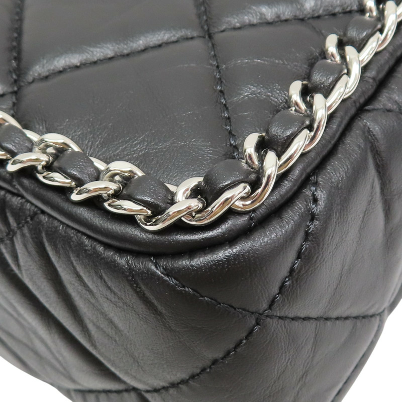 黑色 菱格紋 牛皮 鏈帶肩背包 銀釦【CHANEL 香奈兒】 AS1672-10