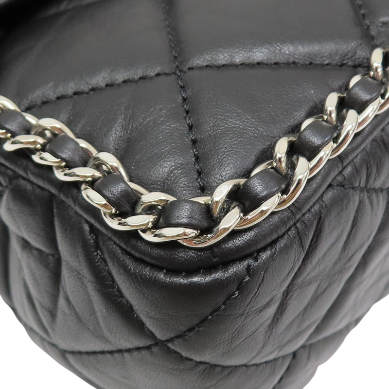 黑色 菱格紋 牛皮 鏈帶肩背包 銀釦【CHANEL 香奈兒】 AS1672-11