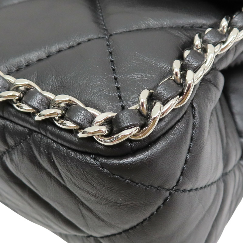 黑色 菱格紋 牛皮 鏈帶肩背包 銀釦【CHANEL 香奈兒】 AS1672-12