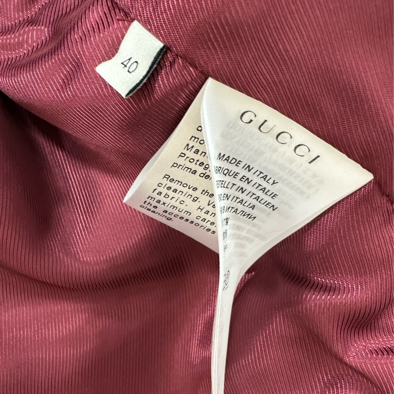 GUCCI古馳羊毛混紡短款外套，40碼 經典格紋拼色設計，袖口和領口深藍色拼接，胸前珍珠裝飾，細節精緻-4