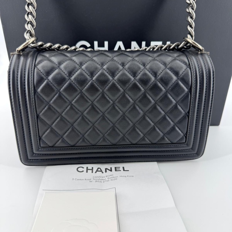 Chanel(21) Calfskin & Ruthenium-Finish Metal Black Leboy 25 Bag-1