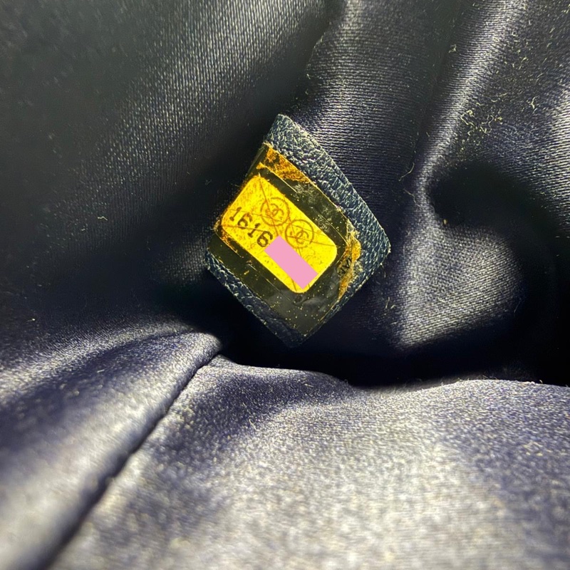 Chanel (12) Lambskin Chevron Medallion Charm Dark Blue Jumbo Classic Flap Bag with Gold Hardware-16