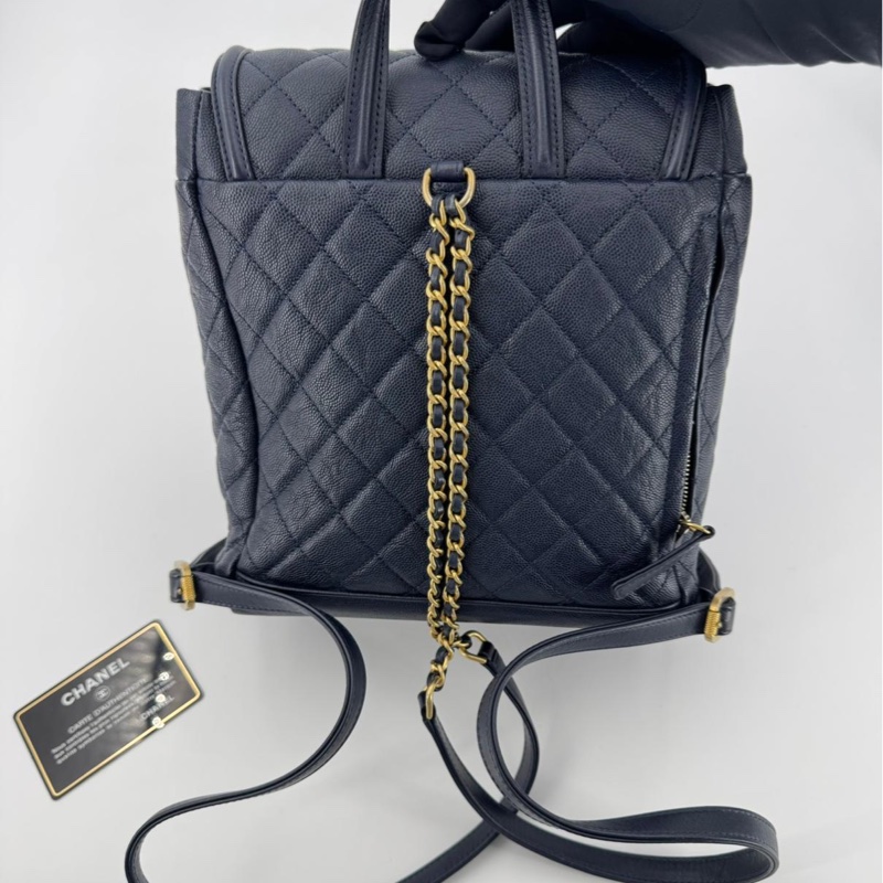 Chanel (18) Caviar Leather CC Filigree Black Backpack with Gold Hardware-3