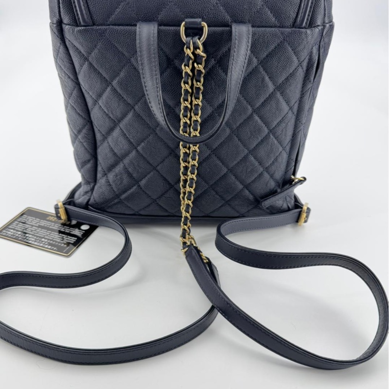 Chanel (18) Caviar Leather CC Filigree Black Backpack with Gold Hardware-6