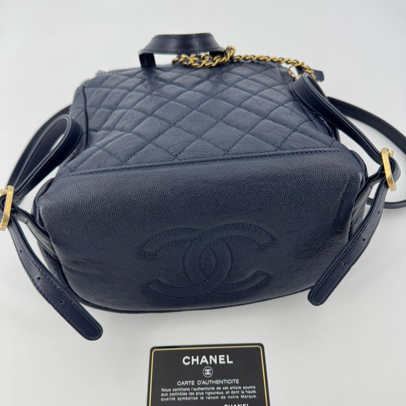 Chanel (18) Caviar Leather CC Filigree Black Backpack with Gold Hardware-9
