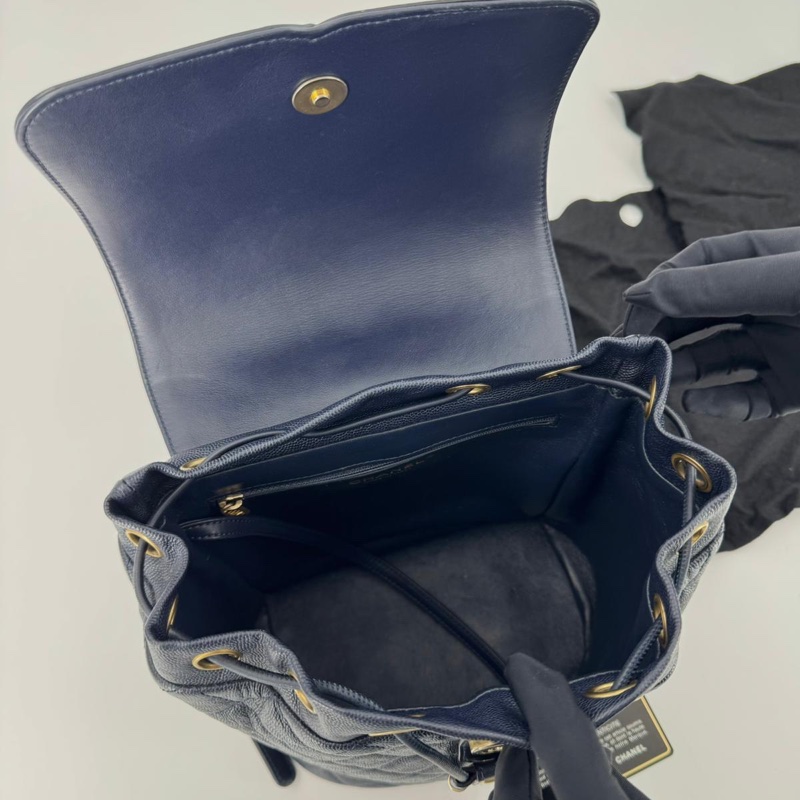 Chanel (18) Caviar Leather CC Filigree Black Backpack with Gold Hardware-11