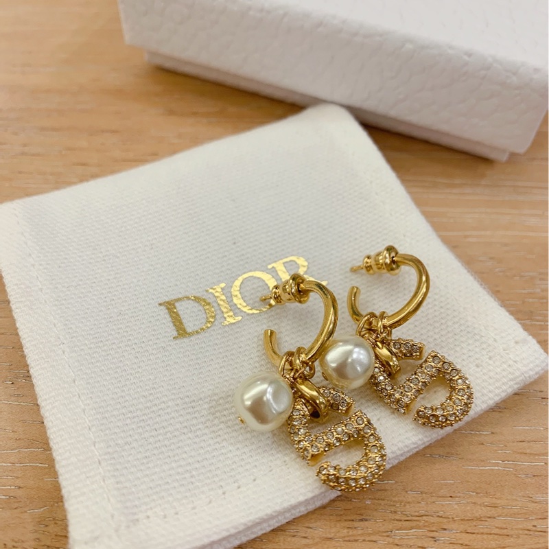 Dior 珍珠碎鑽耳環-4
