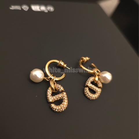 Dior 珍珠碎鑽耳環