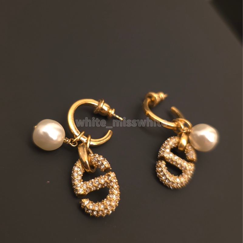 💕Dior 珍珠碎鑽耳環💕-1