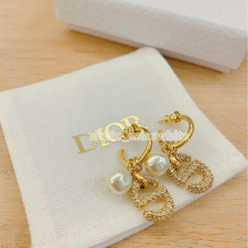 💕Dior 珍珠碎鑽耳環💕-3