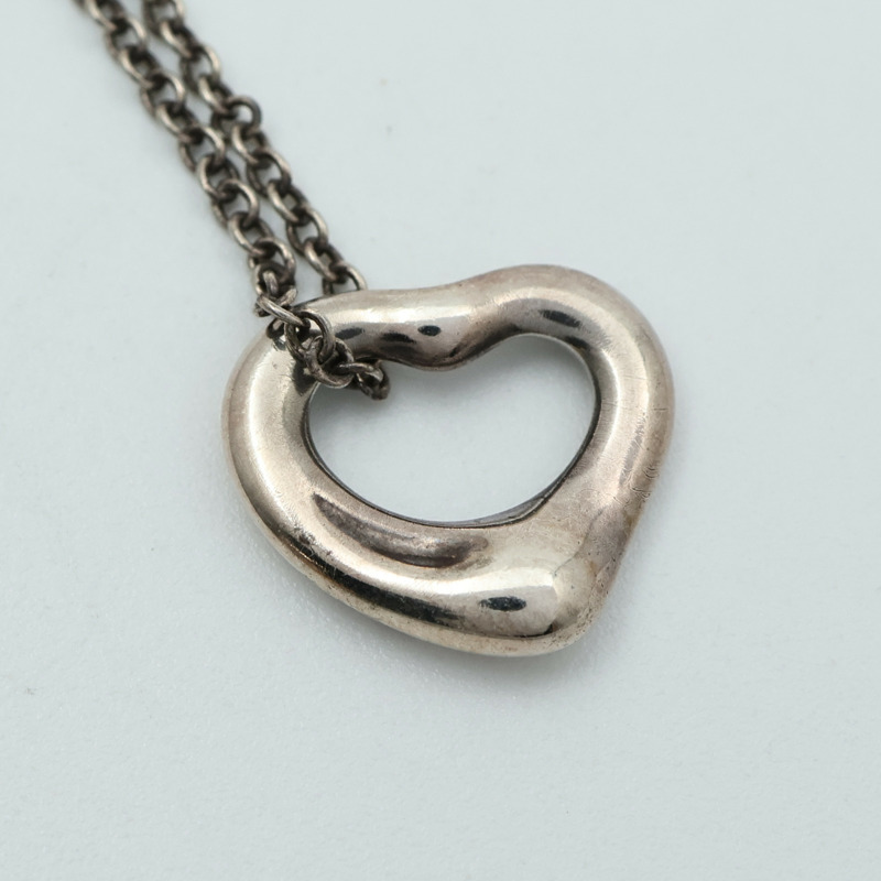 TIFFANY＆CO 925純銀Open Heart Necklace項鍊-3