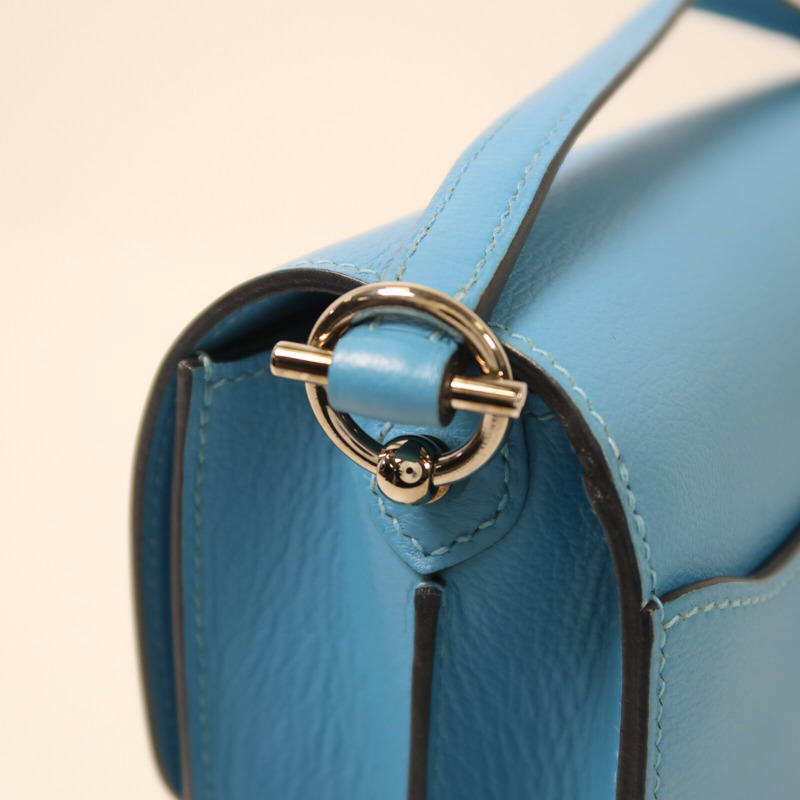 HERMES Evercolor皮革Roulis Mini銀扣肩背袋-8