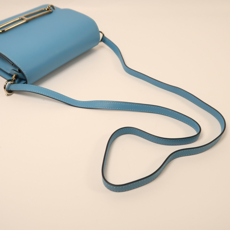 HERMES Evercolor皮革Roulis Mini銀扣肩背袋-9