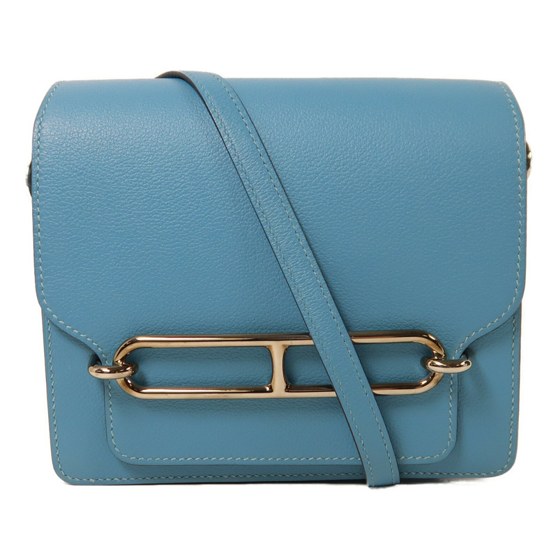 HERMES Evercolor皮革Roulis Mini銀扣肩背袋-10