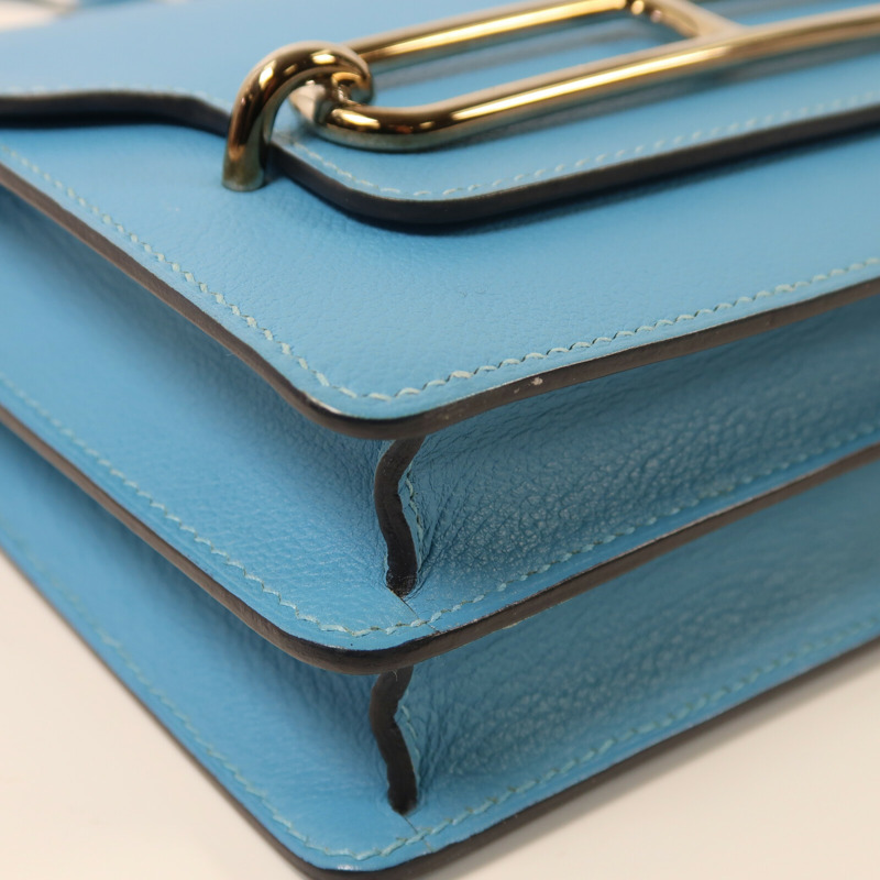 HERMES Evercolor皮革Roulis Mini銀扣肩背袋-11