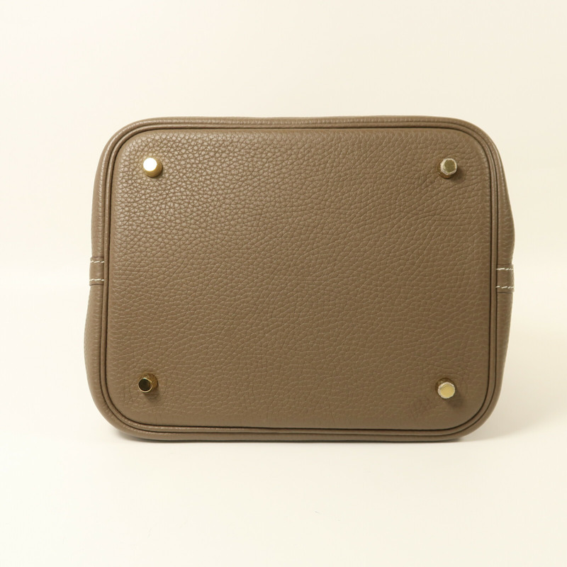 HERMES Clemence皮革Picotin MM金扣手挽袋-3