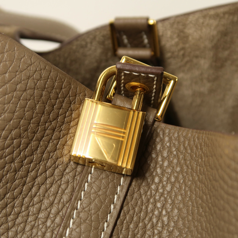 HERMES Clemence皮革Picotin MM金扣手挽袋-7